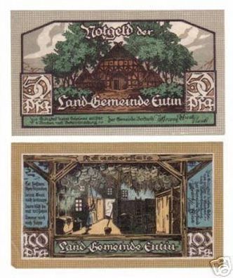 2 Banknoten Notgeld Land Gemeinde Eutin um 1920