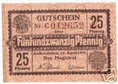 25 Pf Banknote Notgeld Stadt Aschersleben 1917