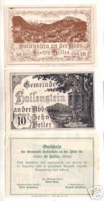 3 Banknoten Notgeld Gemeinde Hollenstein an der Ybbs