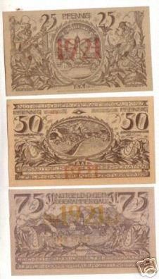 3 Banknoten Notgeld Gemeinde Oberammergau 1921