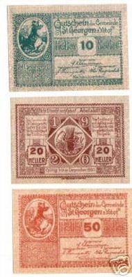 3 Banknoten Notgeld Gemeinde St.Georgen a.Ybbs 1920