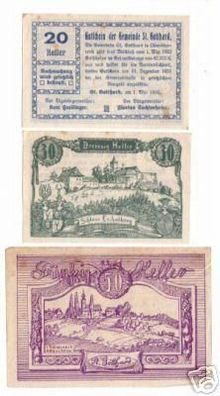 3 Banknoten Notgeld Gemeinde St.Gotthard 1920
