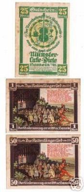3 Banknoten Notgeld Münster Cafe Diele Hameln a.W. 1922