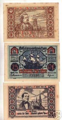 3 Banknoten Notgeld Stadt Stettin 1922