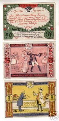 3 Banknoten Schwalmer Notgeld Treysa 1921