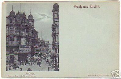 03969 Mondscheinkarte Gruß aus Berlin Passage um 1900