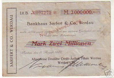 seltene Banknote Inflation Sarfert & Co. Werdau 1923