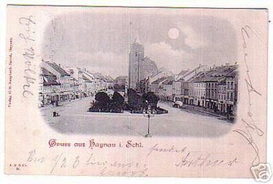 08744 Mondscheinkarte Gruß aus Haynau in Schl. 1899