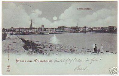 08759 Mondscheinkarte Gruß aus Düsseldorf Rheinansicht