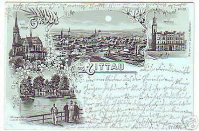 08794 Mondscheinkarte Gruss aus Zittau 1904