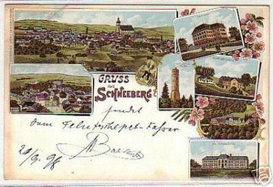 09552 Ak Lithographie Gruss aus Schneeberg 1898
