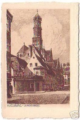 13192 Radierung Ak Augsburg Ullrichskirche um 1930