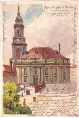 16686 Ak Kreuzkirche in Dresden nach Wiederherstellung