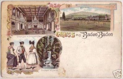 09138 Ak Lithographie Gruß aus Baden Baden um 1900