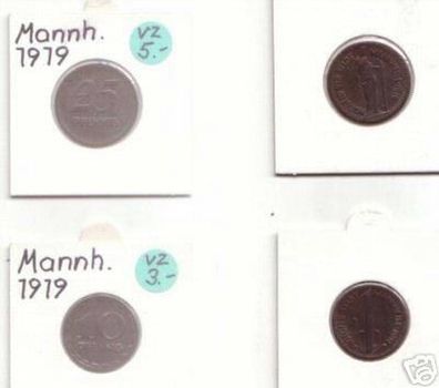 2 seltene Münzen Notgeld Stadt Mannheim 1919