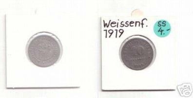 seltene 10 Pfennig Münze Notgeld Stadt Weissenfels 1919