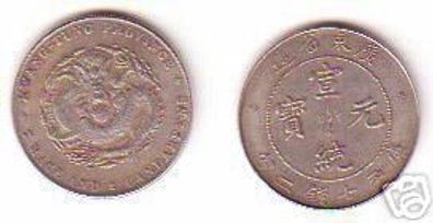 alte Silber Münze 7 Mace China Kwang Tung Provinz 1909