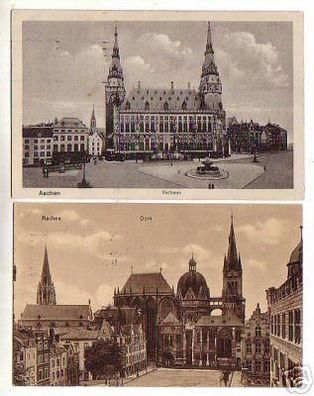 07982/2 Feldpost Ak Aachen Dom und Rathaus 1916