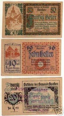 3 Banknoten Notgeld Gemeinde Gainfarnl 1920