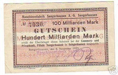 Banknote Inflation 100 MilliardenMark Sangerhausen 1923
