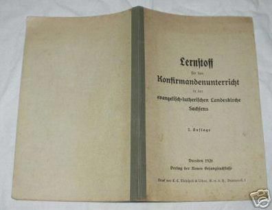 Heft "Lernstoff Konfirmandenunterricht" Sachsen 1928