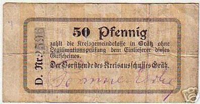 seltene Banknote Notgeld Gemeinde Grätz 1915