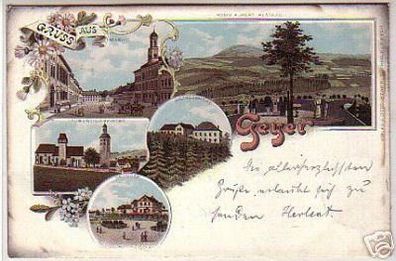 08516 Ak Lithographie Gruß aus Geyer Bahnhof usw. 1898