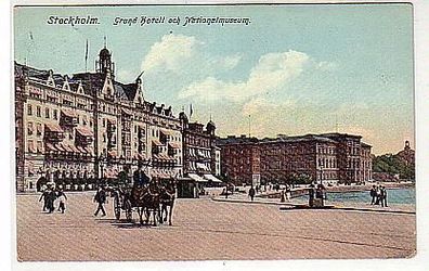 08860 Ak Stockholm Grand Hotel und Nationalmuseum 1910
