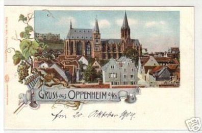 00997 Ak Lithographie Gruß aus Oppenheim am Rhein 1904