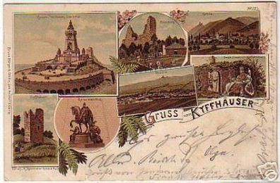 07259 Ak Lithographie Gruss vom Kyffhäuser 1898