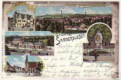07748 Ak Lithographie Gruss aus Sandersleben 1901