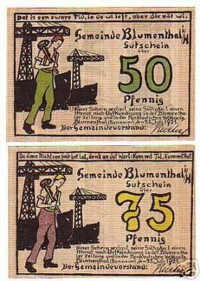 2 Banknoten Notgeld Gemeinde Blumenthal i.H. 1921