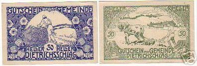 2 Banknoten Notgeld Gemeinde Dietrichschlag 1920