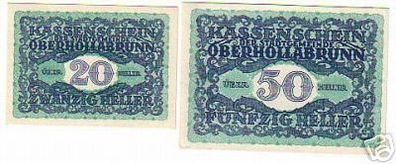 2 Banknoten Notgeld Stadtgemeinde Oberhollabrunn 1920
