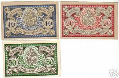 3 Banknoten Notgeld Gemeinde Antiesenhofen 1920
