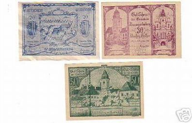 3 Banknoten Notgeld Gemeinde Baumgartenberg 1920