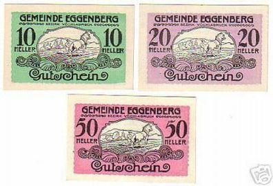 3 Banknoten Notgeld Gemeinde Eggenberg um 1920