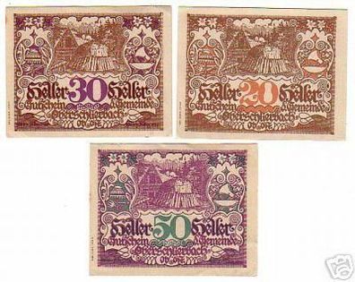 3 Banknoten Notgeld Gemeinde Oberschlierbach Ob-Ö 1920