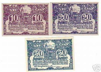 3 Banknoten Notgeld Gemeinde Ried im Traunkreis 1920