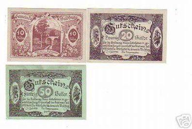 3 Banknoten Notgeld Gemeinde Waldburg Ob.-Öst. 1920