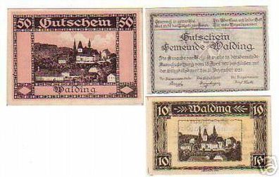 3 Banknoten Notgeld Gemeinde Walding 1920