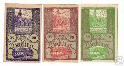 3 Banknoten Notgeld Gemeinde Wechling N.-Öst. 1920