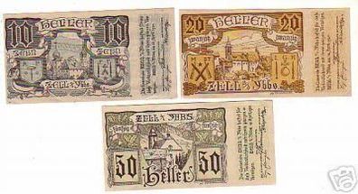 3 Banknoten Notgeld Gemeinde Zell a.d. Ybbs 1920
