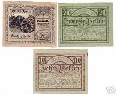 3 Banknoten Notgeld Marktgemeinde Hallstadt 1920