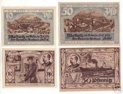 4 Banknoten Notgeld Mallwitz am Bober 1921