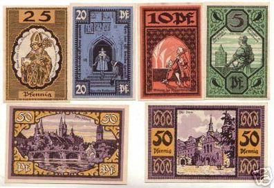 6 Banknoten Notgeld der Stadt Merseburg 1921