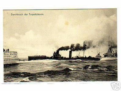 rare Ak Durchbruch der deutschen Torpedoboote um 1915