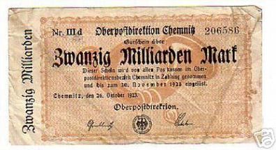 rare Banknote Inflation 20 Milliarden Oberpostdirektion