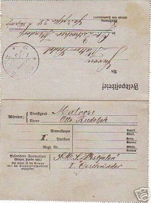 Brief mit Marineschiffspoststempel SMS Westfalen 1917