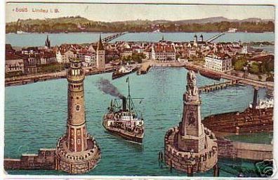03187 Ak Lindau im Bodensee Hafeneinfahrt um 1920